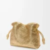 Bolso de mano Flamenco mediano en piel de cordero laminada Gold Bolso de mano Flamenco mediano en piel de cordero laminada Gold