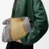 Bolso de mano Flamenco mediano Landscape en piel de becerro napa Sparkling Grey/Butter