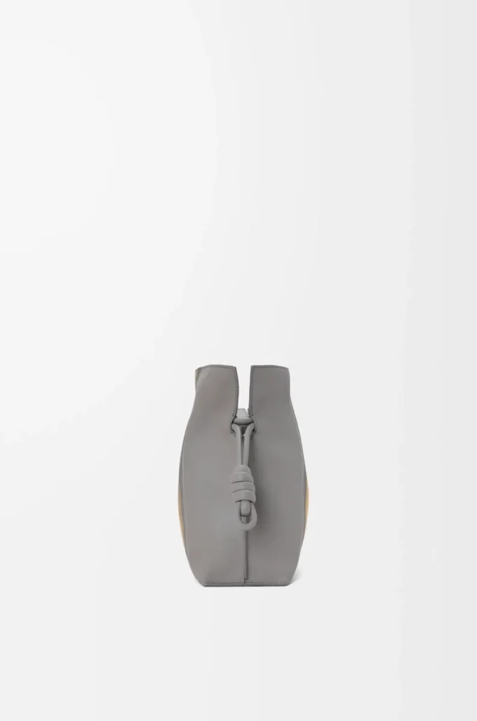Bolso de mano Flamenco mediano Landscape en piel de becerro napa Sparkling Grey/Butter
