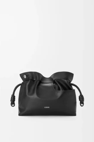 Bolso de mano Flamenco mediano Panta en piel de becerro brillante Negro