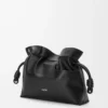 Bolso de mano Flamenco mediano Panta en piel de becerro brillante Negro Bolso de mano Flamenco mediano Panta en piel de becerro brillante Negro