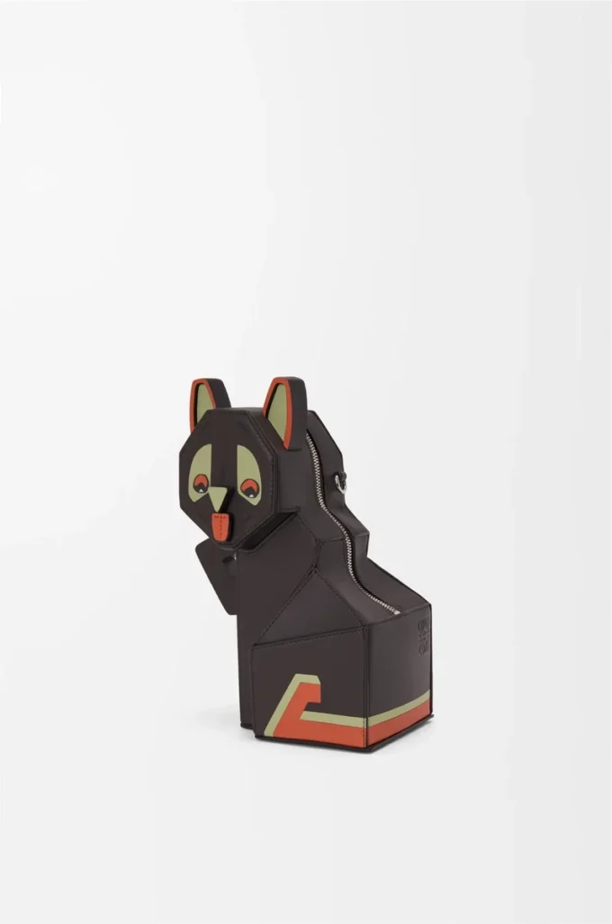 Bolso de mano Futurist Cat en piel de becerro clásica Dark Taupe