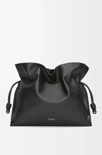 Bolso de mano XL Flamenco en piel de becerro napa negra