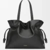 Bolso de mano XL Flamenco en piel de becerro napa negra