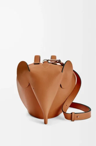Bolso Elephant grande en piel de becerro clásica color tabaco