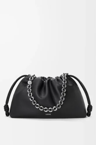 Bolso Flamenco grande en piel de becerro de grano fino color negro