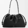 Bolso Flamenco grande en piel de becerro de grano fino color negro Bolso Flamenco grande en piel de becerro de grano fino color negro