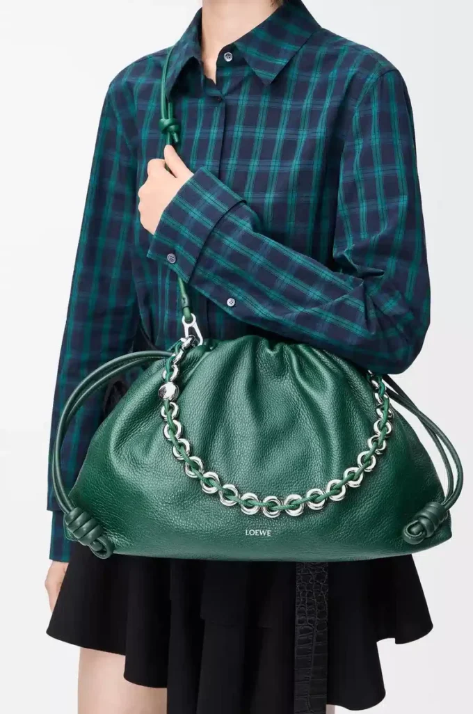 Bolso Flamenco grande en piel de ciervo Evergreen Bolso Flamenco grande en piel de ciervo Evergreen