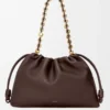 Bolso Flamenco grande en suave piel de cordero napa Marrón oscuro