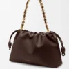 Bolso Flamenco grande en suave piel de cordero napa Marrón oscuro