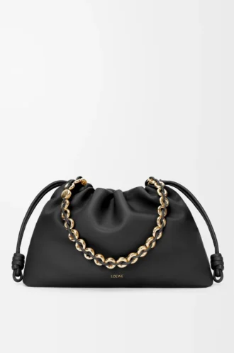 Bolso Flamenco grande en suave piel de cordero napa Negro