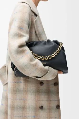 Bolso Flamenco grande en suave piel de cordero napa Negro
