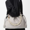 Bolso Flamenco grande en suave piel de cordero napa Shell Grey Bolso Flamenco grande en suave piel de cordero napa Shell Grey