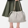 Bolso Flamenco grande en suave piel de cordero napa Shell Grey Bolso Flamenco grande en suave piel de cordero napa Shell Grey