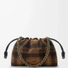 Bolso Flamenco mediano en ante tartán marrón claro/negro Bolso Flamenco mediano en ante tartán marrón claro/negro