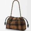 Bolso Flamenco mediano en ante tartán marrón claro/negro Bolso Flamenco mediano en ante tartán marrón claro/negro