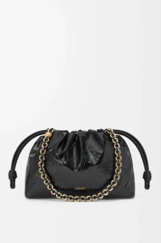 Bolso Flamenco mediano en piel de anguila, color negro