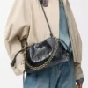 Bolso Flamenco mediano en piel de anguila, color negro Bolso Flamenco mediano en piel de anguila, color negro