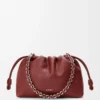 Bolso Flamenco mediano en piel de becerro de grano fino Caoba