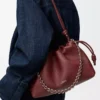 Bolso Flamenco mediano en piel de becerro de grano fino Caoba