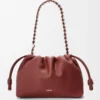 Bolso Flamenco mediano en piel de becerro de grano fino Caoba
