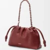 Bolso Flamenco mediano en piel de becerro de grano fino Caoba