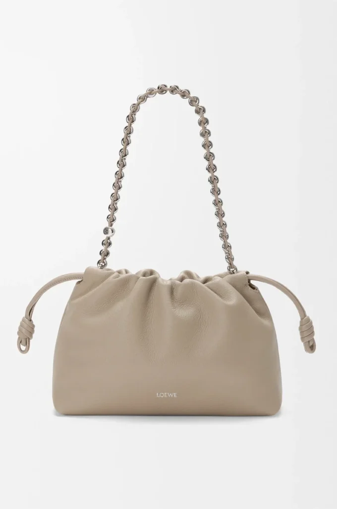 Bolso Flamenco mediano en piel de becerro de grano fino Clay