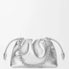 Bolso Flamenco mediano en piel de cordero laminada Plata Bolso Flamenco mediano en piel de cordero laminada Plata