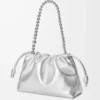 Bolso Flamenco mediano en piel de cordero laminada Plata Bolso Flamenco mediano en piel de cordero laminada Plata