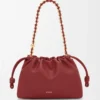 Bolso Flamenco mediano en piel de cordero napa suave Burnt Red