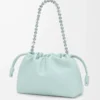 Bolso Flamenco mediano en piel de cordero napa suave color azul hielo Bolso Flamenco mediano en piel de cordero napa suave color azul hielo