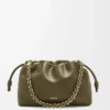 Bolso Flamenco mediano en piel de cordero napa suave, color caqui oscuro Bolso Flamenco mediano en piel de cordero napa suave, color caqui oscuro