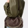 Bolso Flamenco mediano en piel de cordero napa suave color castaño oscuro