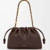 Bolso Flamenco mediano en piel de cordero napa suave color castaño oscuro
