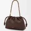 Bolso Flamenco mediano en piel de cordero napa suave color castaño oscuro