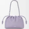 Bolso Flamenco mediano en piel de cordero napa suave Malva sucia