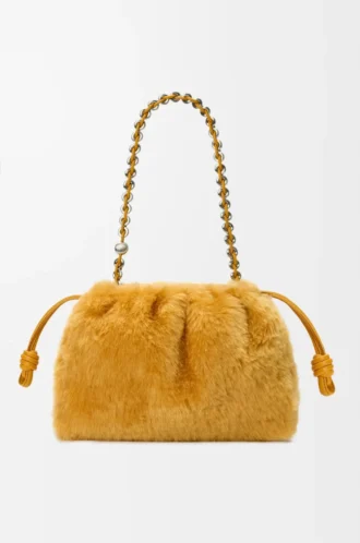 Bolso Flamenco mediano en piel de oveja amarilla
