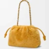 Bolso Flamenco mediano en piel de oveja amarilla