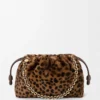Bolso Flamenco mediano en piel de oveja estampada Beige/Marrón