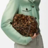 Bolso Flamenco mediano en piel de oveja estampada Beige/Marrón