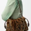 Bolso Flamenco mediano en piel de oveja estampada Beige/Marrón