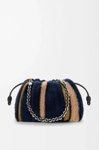 Bolso Flamenco mediano en punto jacquard Multicolor Azul marino intenso