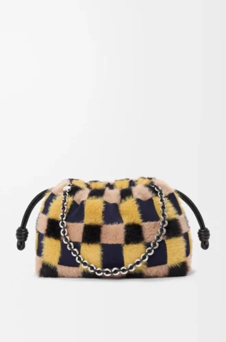 Bolso Flamenco mediano en punto jacquard Multicolor Azul marino intenso