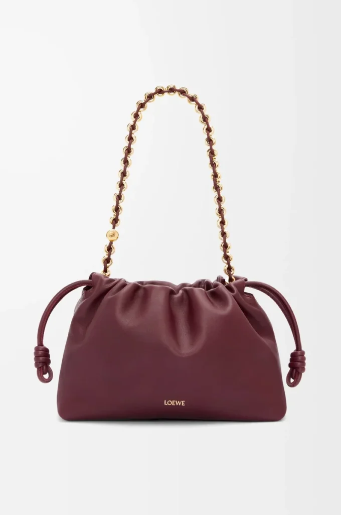 Bolso Flamenco mediano en suave piel de cordero napa Burdeos oscuro Bolso Flamenco mediano en suave piel de cordero napa Burdeos oscuro