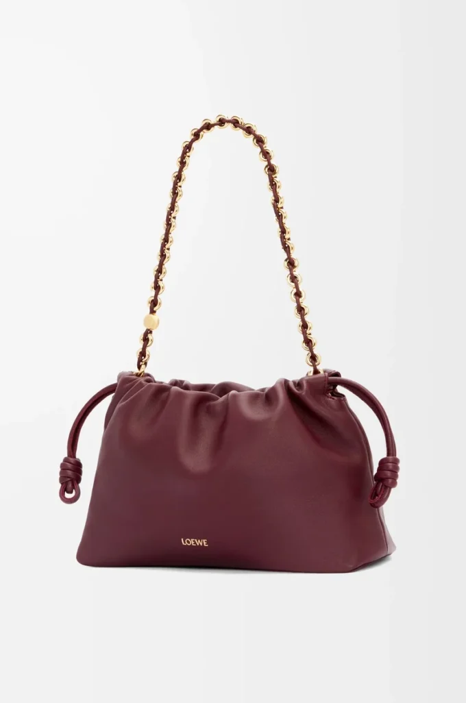 Bolso Flamenco mediano en suave piel de cordero napa Burdeos oscuro Bolso Flamenco mediano en suave piel de cordero napa Burdeos oscuro