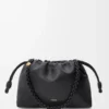 Bolso Flamenco mediano en suave piel de cordero napa. Negro