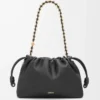 Bolso Flamenco mediano en suave piel de cordero napa. Negro