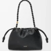 Bolso Flamenco mediano en suave piel de cordero napa. Negro