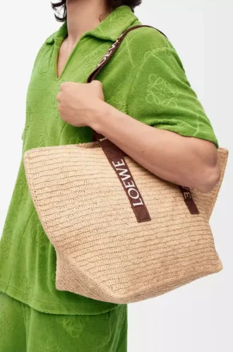 Bolso Fold Shopper en rafia Natural/Tan