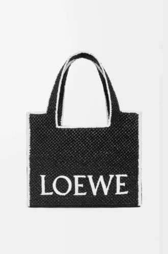 Bolso grande LOEWE Font Tote en rafia negra